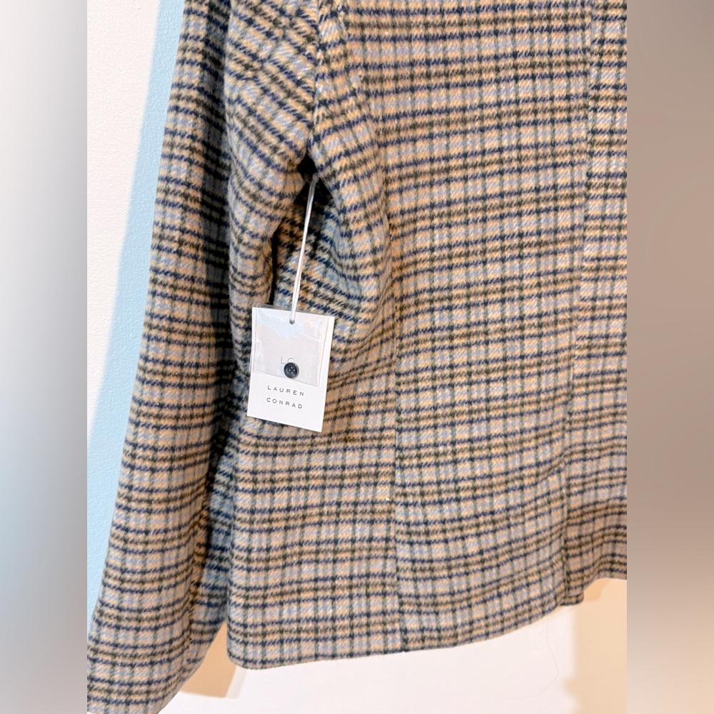 LC Lauren Conrad women’s NWT Double Breasted Notch plaid checked Collar Blazer - Picture 10 of 13